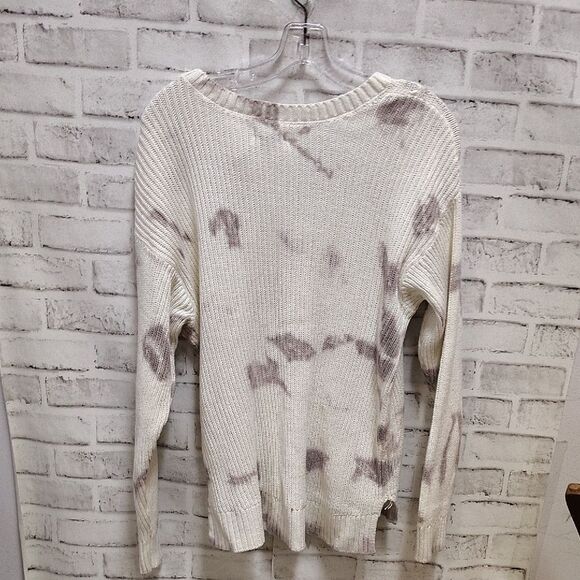 Women's Cream and Brown Cable Knit Sweater - Picture 3 of 3